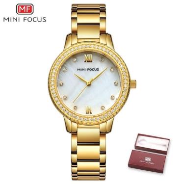 Imagem de Relógio Feminino Mini Focus Mf0226l à Prova D'água Dourado