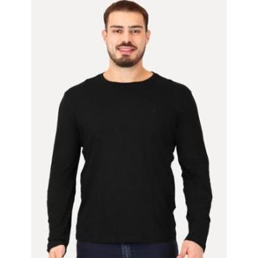 Imagem de Camiseta Calvin Klein Jeans Masculina Manga Longa Rubber CK Frontal Preta-Masculino