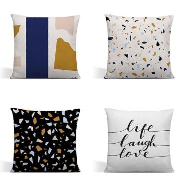 Imagem de Kit 4 Capas Para Almofadas Decorativas Juma Oxford 100% Poliéster - Granilite Preto