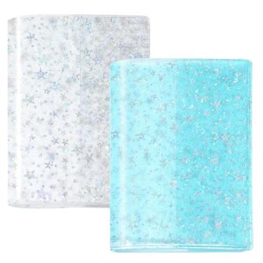 Imagem de Feifeiya 2 peças de capa de geleia de estrela com glitter para planejadores e cadernos, capa protetora com glitter estrela para agenda de semanas, diário (transparente e azul, A6)