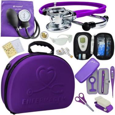 Imagem de Kit Enfermagem Maleta Exclusia Top Estagio Estetoscopio Aparelho De Pr