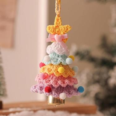 Imagem de Enfeite de árvore de Natal – Acessórios para pendurar espelhos de carro tricotados à mão com pequenos sinos, para decorações de árvore de Natal