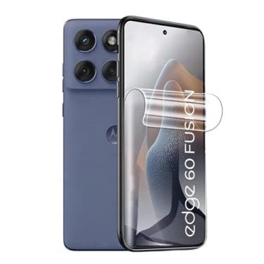 Imagem de PORRVDP Película protetora de tela de hidrogel para Motorola Edge 60 Fusion, 2 peças de película protetora de TPU transparente (NÃO vidro temperado) [Clear HD] [Alta sensibilidade] [Compatível com