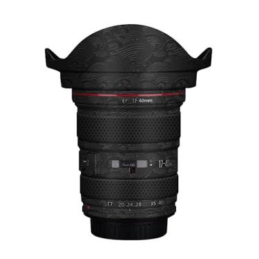 Imagem de Adesivo para câmera EF 17-40 4 com tampa de lente antiarranhões para Canon EF 17-40 mm F4 Adesivo de película protetora (Wave Black)