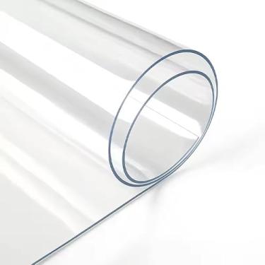 Imagem de LinaLife Toalha de mesa 2,0 mm de espessura PVC transparente à prova d'água tapete de mesa padrão de cozinha pano de óleo vidro toalha de mesa macia 89 cm x 149 cm