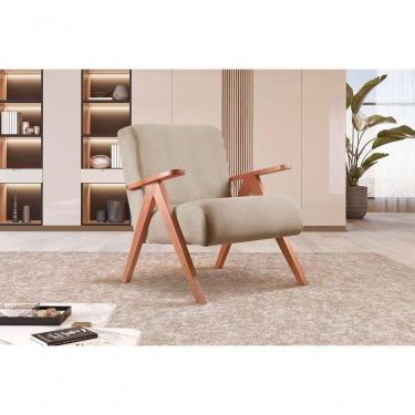 Imagem de Poltrona Braço De Madeira Laguna Cor:linho Bege 103