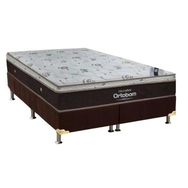 Imagem de Cama Box Queen: Colchão Molas Ensacadas Ortobom Sleep King + Box Suede Brown (158x198)
