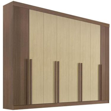Imagem de Guarda Roupa Daymont Ripado Castanho Linho 8 Portas 8 Gavetas D?doro