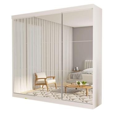 Imagem de Guarda Roupa 3 Portas De Correr Todo Espelhado 4 Gavetas Isabela Minastex Branco