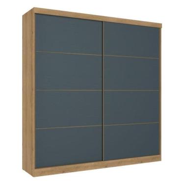 Imagem de Guarda Roupa Casal Malaga 2 Portas Capuccino Azul Acetinado - Thb