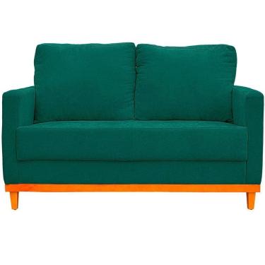 Imagem de Sofa Berlim 2 Lugares Base De Madeira Tecido Impermeavel Verde Musgo