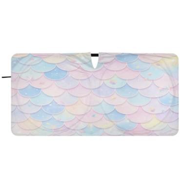 Imagem de Blueangle Sereia Balanças Para-brisas Guarda-sol - 149.9 cm x 76.2 cm Dobrável Carro Frontal Para-sol Blocos Raios UV Viseira de Sol (815)