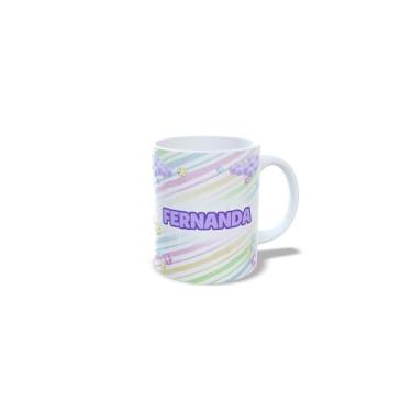 Imagem de caneca cerâmica 325 ml alfabeto princesas, todas as letras, nomes personalizados, Design Colorido com Flores (f)
