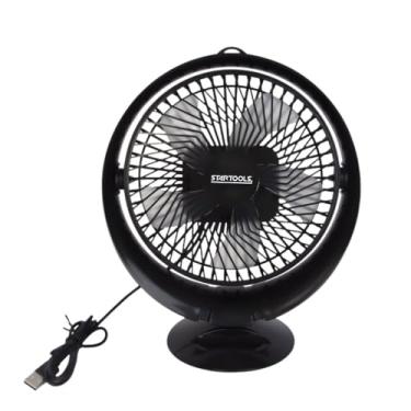 Imagem de Ventilador de Mesa Redondo Portátil com USB - Preta