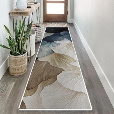 Imagem de HGTRH Tapete de corredor abstrato para corredor, tapete vintage lavável, decoração abstrata para quarto, cozinha, lavanderia, entrada, suporte de borracha antiderrapante, macio, fino, A 100 x 350 cm