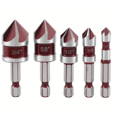 Imagem de Conjunto De Brocas Escareadoras De Cobalto M35 Com 5 Lâminas 82 graus 