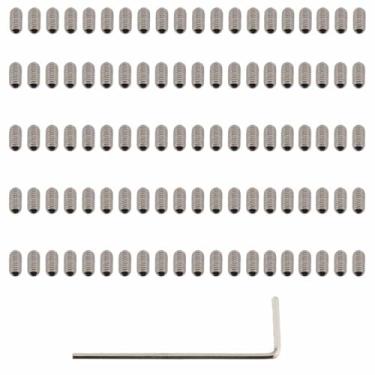 Imagem de Ruiwaer Parafusos de ajuste de altura de selim de ponte de guitarra de aço inoxidável com chaves hexagonais prata M3x6 para vários modelos vintage e modernos