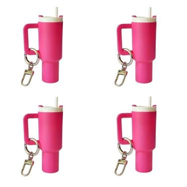 Imagem de Ruinapleco Mini chaveiro acessórios para Stanley Cup, berloques fofos para mulheres e meninas, bolsa de mão (pacote com 4), rosa vermelha