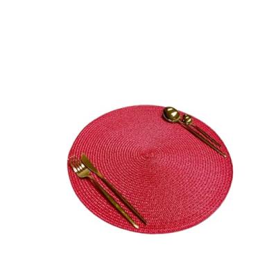 Imagem de Jogo Americano Redondo Kit com 6 Peças 38cm em PVC – Sousplat para Mesa Posta, Jantar e Decoração(Vermelho)