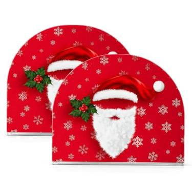Imagem de Qilmy Porta-guardanapos de acrílico de Natal Papai Noel, suporte de lenços de mesa independente transparente, dispensador de papel de coquetel para cozinha, jantar, restaurante, bar, decoração, 2