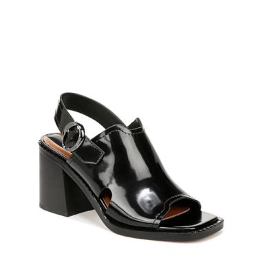 Imagem de Franco Sarto Sandália feminina Amy Slingback Block Heel Peep Toe com salto alto, Couro preto, 38
