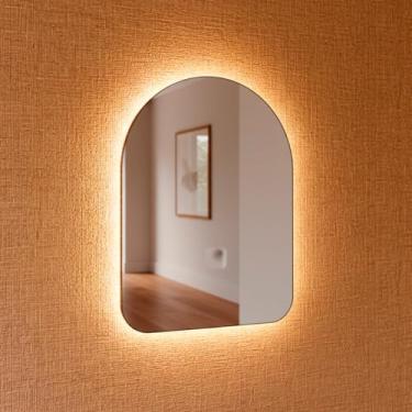 Imagem de Espelho Orgânico de Parede com Led Capela 44x64 Espelho Decorativo Para Sala Quarto Banheiro (Led Quente)