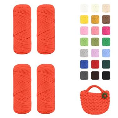 Imagem de Maxee Pacote com 4 fios de camiseta premium (200 g/75 m cada), fio de fita macia para crochê e tricô - cor intensiva e fácil de cuidar