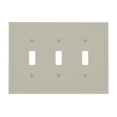 Imagem de Wmhusu Capas para interruptores de luz, bege, placa de parede de 3 grupos, placa de interruptor de luz tripla, capas decorativas de tomada, placa elétrica para banheiro, quarto, decoração de casa