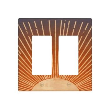 Imagem de Capas decorativas para interruptores de luz, Boho Sun, placa frontal GFCI de 2 Gangs Dual Rocker Outlet