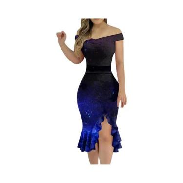 Imagem de Vestido De Festa Elegante Feminino Sexy Com Ombros À Mostra, Renda E F