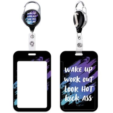 Imagem de Porta-crachá de identificação com citação inspiradora, fofo, retrátil, clipe de carretel com suporte de identificação para chaves, crachás de identificação para mulheres, homens e meninas, para