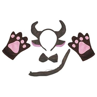 Imagem de Petitebella Buffalo Headtie Tail luvas adulto 4 peças, Marrom, tamanho �nico