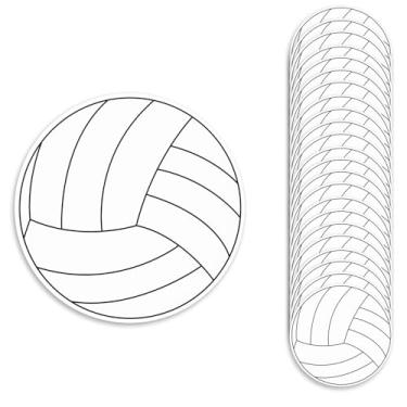 Imagem de Recortes Pôster Vôlei, 20x20cm Decorações de Cartolina com Tema de Vôlei com 24 Pontos Adesivos para Decorações Festas Tema Esportivo e Etiquetas Lembrancinhas