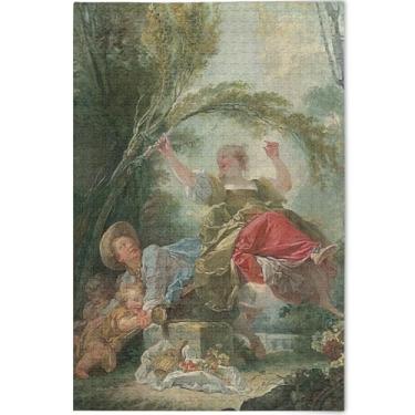 Imagem de Fragonard Quebra-cabeças de 1000 peças para adultos família elefantes brancos presentes legais grandes quebra-cabeças arte brinquedo pintura, 75 cm x 50 cm