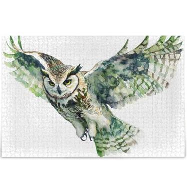 Imagem de Quebra-cabeça com estampa de coruja em aquarela 500 peças para adultos, arte personalizada engraçada, impressão de arte animal, 52 x 37,8 cm