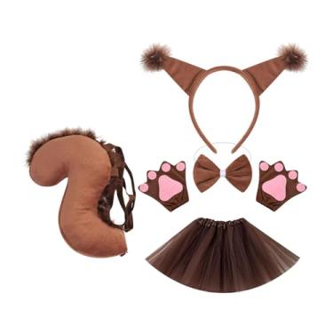 Imagem de UGPLM Kit de fantasia de cauda de animal, luvas de cosplay e tiara para decoração de festas e bailes de máscaras, CafÉ