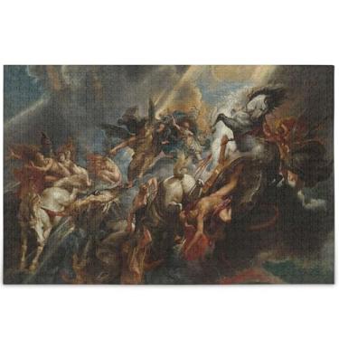 Imagem de Pintura personalizada Peter Paul Rubens Queda de Phaeton adultos 1000 peças quebra-cabeça cenário animal arte quebra-cabeça duro amantes de elefantes brancos, presentes, 75 cm x 50 cm