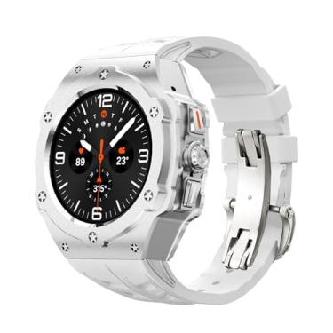 Imagem de VEVEL Kit de modificação de liga para Samsung Galaxy Watch 7 Ultra 47 mm, capa de metal para Galaxy Watch 7 Ultra Fluororubber Strap Diy Mod Kit Pulseiras (Ti-W)