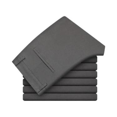 Imagem de Calças Casuais Slim Straight Masculinas 97% Algodão Confortáveis Com C