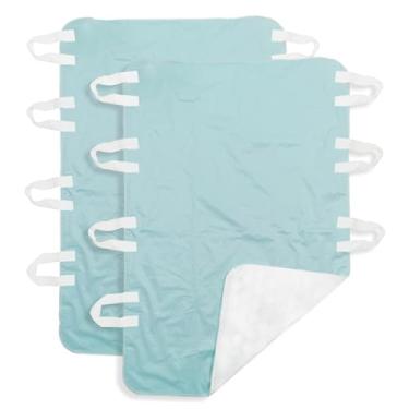 Imagem de AGOOLIIU Pacote Com 2 Protetores De Cama Para Incontinência, Almofada Posicionamento Lavável 8 Alças, Protetor Colchão Reutilizável, À Prova D'Água Idosos Acamados, 132 Cm X 91