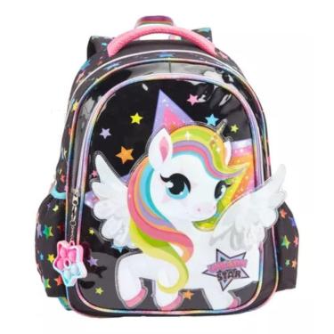 Imagem de Mochila Costas Infantil Escolar Menina Unicórnio Star 3D Denlex-Feminino