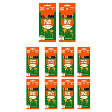 Imagem de Kit 10 Caixas com 06 Giz de Cera Cada Fino 8×88 mm 06 Cores: Escolar e Doméstico