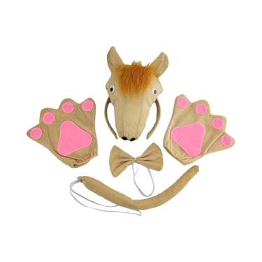 Imagem de LCSVCCXA Conjunto de Acessórios para Fantasia de Cavalo, Incluindo Touca com Elástico, Ideal para Cosplay, Fantasias de Animais para Bailes de Máscaras E Apres, com patas
