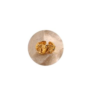 Imagem de Anel circular ajustável de ouro 18 k, anéis de junta de corrente de elos simples CZ, joias de dedo empilháveis da moda, Metal não precioso, Sem pedra preciosa