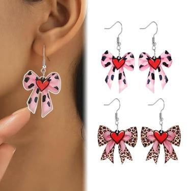 Imagem de Brincos de acrílico com laço pendentes de dia dos namorados, presentes adoráveis para mulheres, esposa, moda, joias engraçadas, festa de casamento, one size, Acrílico, Sem pedra preciosa