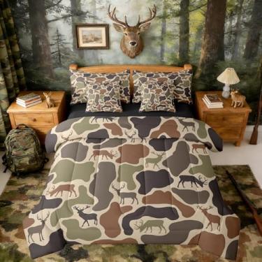 Imagem de Erosebridal Jogo de cama camuflado de veado em uma bolsa, 7 peças, camuflagem, caça, veado, verde, militar, camuflado, campo, campo, campo, campo, campo, caçador, vida selvagem e edredom