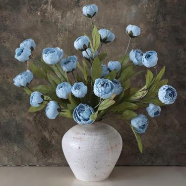 Imagem de VIERENA 12 peças de flores artificiais de peônia de seda sintética para vaso - 68,5 cm, ramos de peônias falsas a granel com hastes para buquê de centro de mesa, arranjos de casamento, decorações de