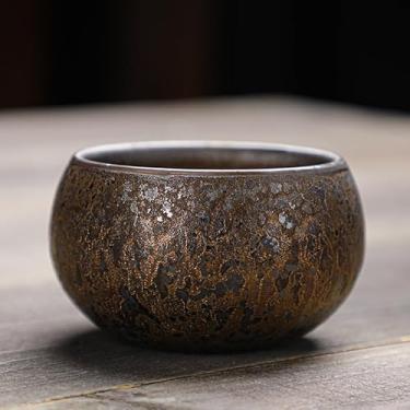 Imagem de Xícara de chá de cerâmica grossa, xícara principal, conjunto de chá de kung fu de cerâmica esmaltada ferrugem com capacidade de 70,9 g-A1