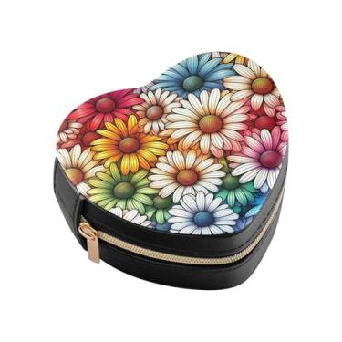 Imagem de Burbuja Caixa de joias coloridas em forma de coração, mini estojo de joias de viagem para mulheres e meninas, organizador portátil de armazenamento para brincos, anéis, colares e pulseiras