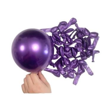 Imagem de Balões Metálicos Roxo Azul Rosa Dourado Vermelho Prata 10 20 30 Peças 